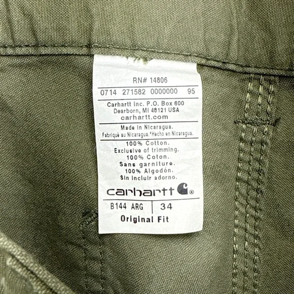 Carhartt Mens Original Fit Canvas Cell‎ Phone Pocket Work Shorts Size 34 New - Picture 4 of 8